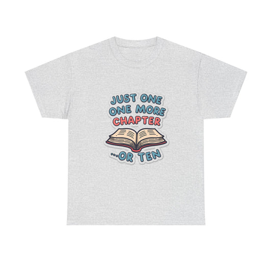 Just One More Chapter Book Illustration Tee | Reading Shirt, Open Book Design