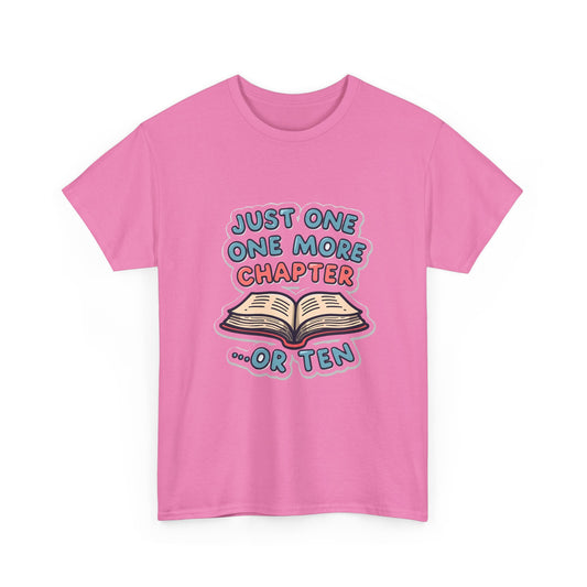 Just One More Chapter Book Illustration Tee | Reading Shirt, Open Book Design